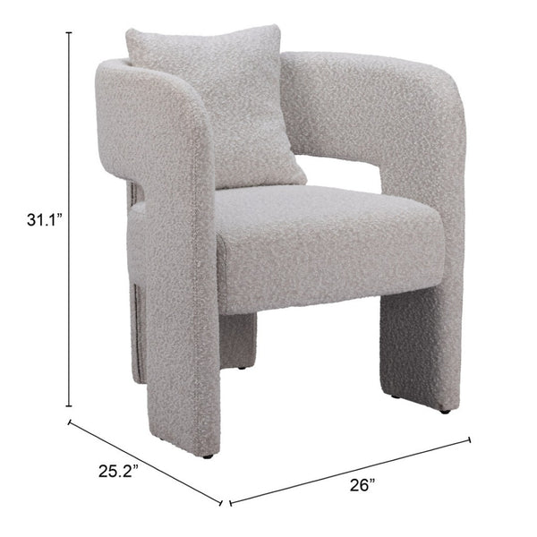 HomeRoots Gray Upholstered Dining Arm Chair - Stylish Open Back Design for Versatile Comfort in Any Space 576828