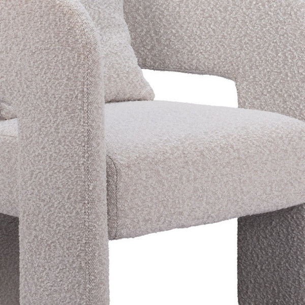 HomeRoots Gray Upholstered Dining Arm Chair - Stylish Open Back Design for Versatile Comfort in Any Space 576828