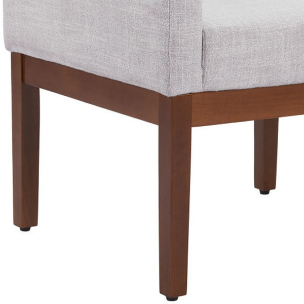 HomeRoots Ivory Upholstered Arm Chair - Modern Fabric Dining Seat with Brown Legs for Comfort & Versatility 576829