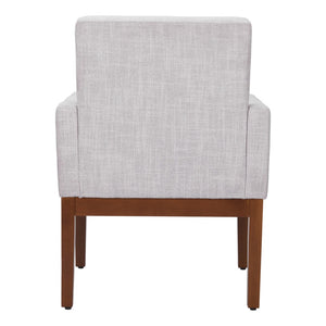 HomeRoots Ivory Upholstered Arm Chair - Modern Fabric Dining Seat with Brown Legs for Comfort & Versatility 576829