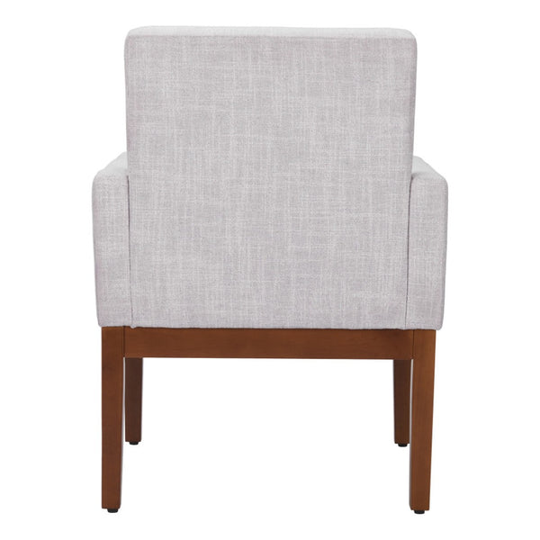 HomeRoots Ivory Upholstered Arm Chair - Modern Fabric Dining Seat with Brown Legs for Comfort & Versatility 576829