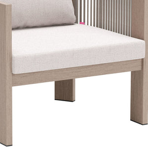 Homeroots 31" Aluminum Outdoor Arm Chair - Stylish Beige Upholstered Seat With Removable Cushion For Comfort  Olefin,Aluminium,Polyester 576830