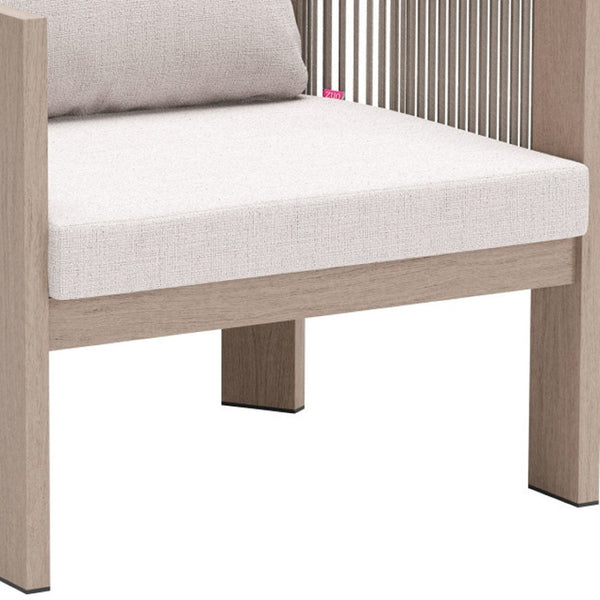 Homeroots 31" Aluminum Outdoor Arm Chair - Stylish Beige Upholstered Seat With Removable Cushion For Comfort  Olefin,Aluminium,Polyester 576830