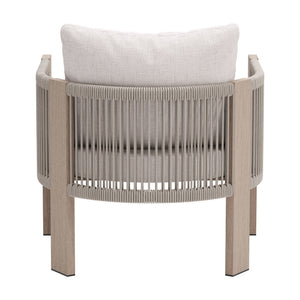 Homeroots 31" Aluminum Outdoor Arm Chair - Stylish Beige Upholstered Seat With Removable Cushion For Comfort  Olefin,Aluminium,Polyester 576830