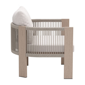 Homeroots 31" Aluminum Outdoor Arm Chair - Stylish Beige Upholstered Seat With Removable Cushion For Comfort  Olefin,Aluminium,Polyester 576830