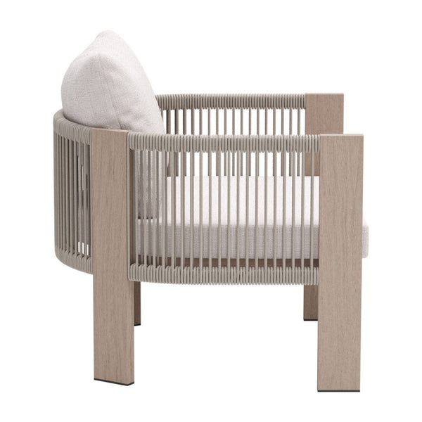 Homeroots 31" Aluminum Outdoor Arm Chair - Stylish Beige Upholstered Seat With Removable Cushion For Comfort  Olefin,Aluminium,Polyester 576830