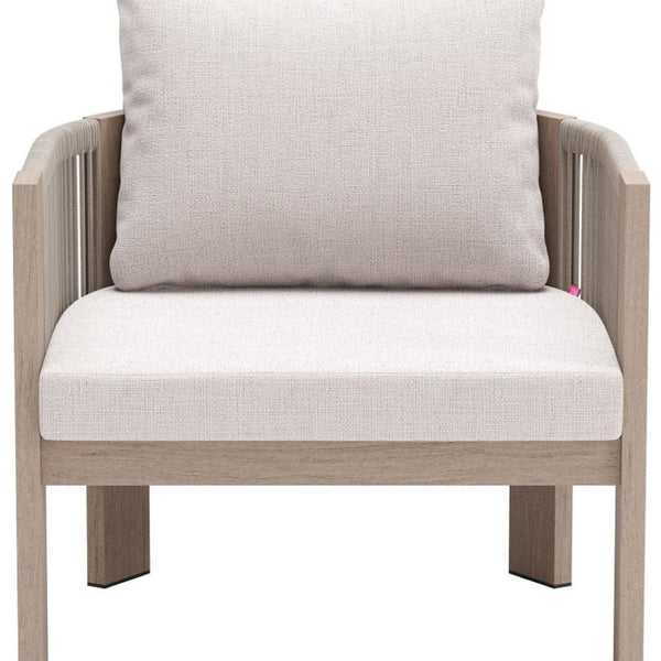 HomeRoots 31" Aluminum Outdoor Armchair - Modern Beige Comfort for Patios, Poolside & Indoor Living Spaces 576830