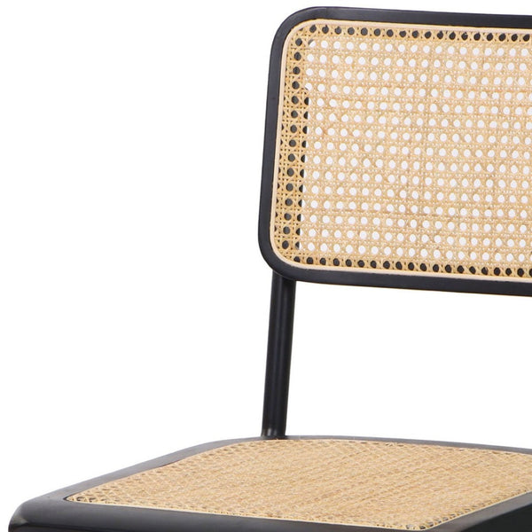 Homeroots Set Of Two Stylish Black And Natural Steel Open Back Dining Side Chairs For Versatile Seating   576832