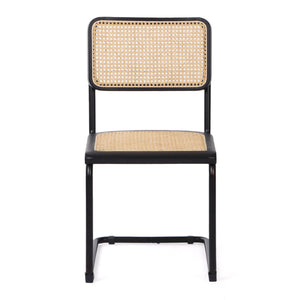 Homeroots Set Of Two Stylish Black And Natural Steel Open Back Dining Side Chairs For Versatile Seating   576832