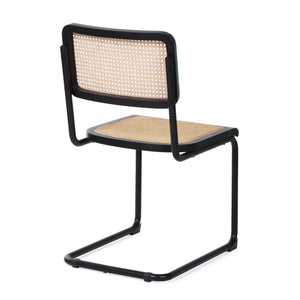 Homeroots Set Of Two Stylish Black And Natural Steel Open Back Dining Side Chairs For Versatile Seating   576832