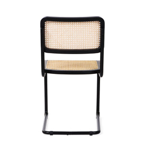 Homeroots Set Of Two Stylish Black And Natural Steel Open Back Dining Side Chairs For Versatile Seating   576832