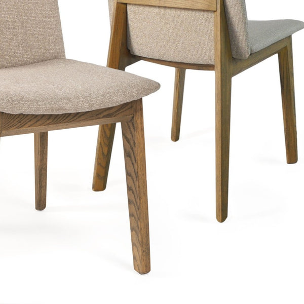 HomeRoots Set of Two Elegant White and Brown Upholstered Dining Chairs with Open-Back Design and Nailhead Trim 576833