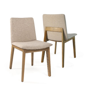 HomeRoots Set of Two Elegant White and Brown Upholstered Dining Chairs with Open-Back Design and Nailhead Trim 576833