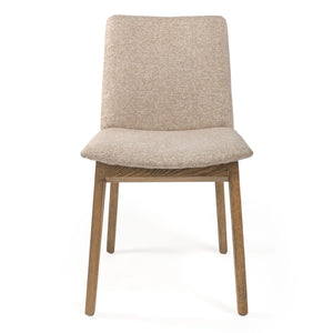 HomeRoots Set of Two Elegant White and Brown Upholstered Dining Chairs with Open-Back Design and Nailhead Trim 576833