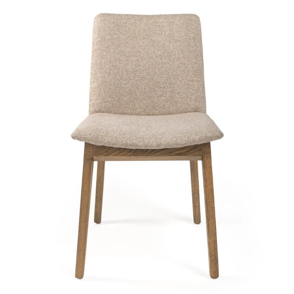 HomeRoots Set of Two Elegant White and Brown Upholstered Dining Chairs with Open-Back Design and Nailhead Trim 576833