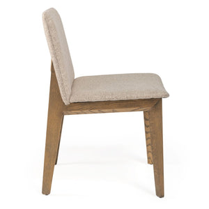 HomeRoots Set of Two Elegant White and Brown Upholstered Dining Chairs with Open-Back Design and Nailhead Trim 576833