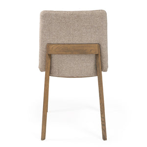 HomeRoots Set of Two Elegant White and Brown Upholstered Dining Chairs with Open-Back Design and Nailhead Trim 576833