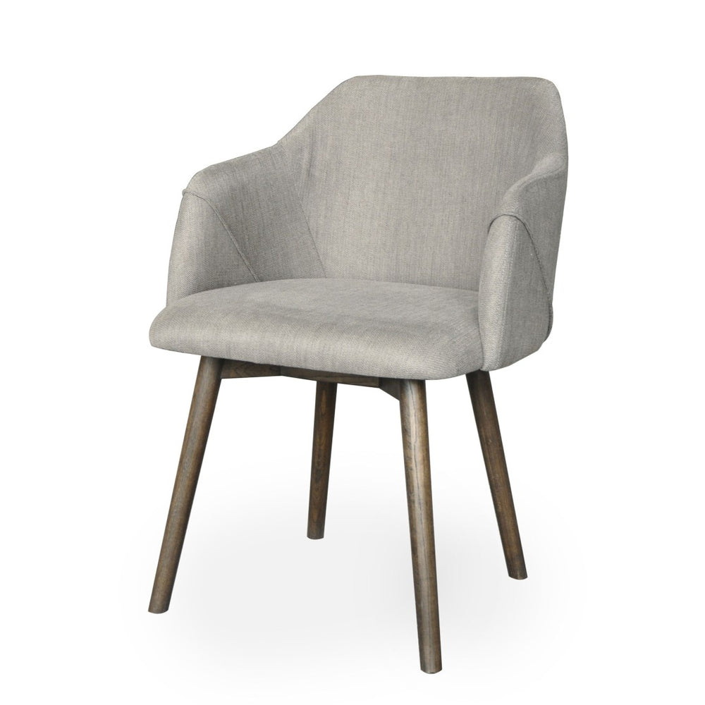 HomeRoots Gray Upholstered Dining Arm Chair - Mid-Century Modern Meets Scandinavian Style for Versatile Comfort 576835