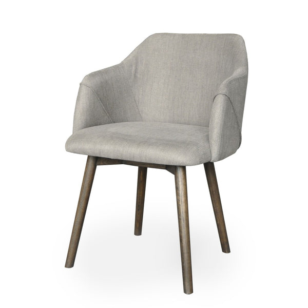 HomeRoots Gray Upholstered Dining Arm Chair - Mid-Century Modern Meets Scandinavian Style for Versatile Comfort 576835