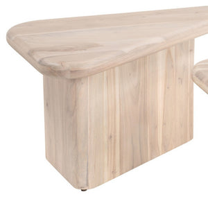 HomeRoots Set of Two Elegant Natural Solid Wood Triangle Nesting Coffee Tables for Modern Living Spaces 576837