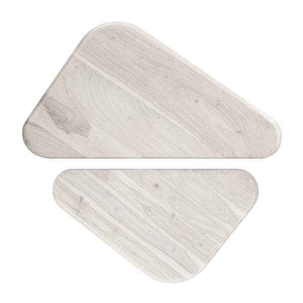 HomeRoots Set of Two Elegant Natural Solid Wood Triangle Nesting Coffee Tables for Modern Living Spaces 576837