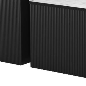 Homeroots Set Of Two Stylish Black & White Faux Marble Oval Drum Coffee Tables For Versatile Home Decor   576838