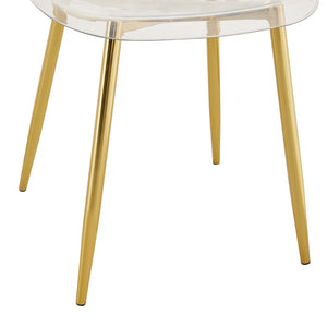 English Elm Table and Chair Set Oval Tempered Glass Top Gold Base with 6 Acrylic Seats W1151S04730