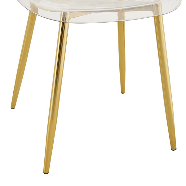 English Elm Table and Chair Set Oval Tempered Glass Top Gold Base with 6 Acrylic Seats W1151S04730