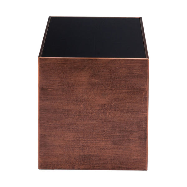 HomeRoots 32" Striking Black and Copper Mirrored Glass Coffee Table for Modern Glam Living Spaces & Offices 576840