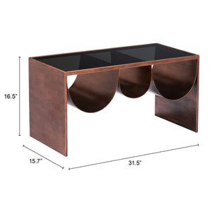 HomeRoots 32" Striking Black and Copper Mirrored Glass Coffee Table for Modern Glam Living Spaces & Offices 576840
