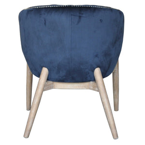 HomeRoots 28" Plush Velvet Arm Chair in Navy Blue with Silver Nailhead Trim – Elegant Accent for Any Room 576847