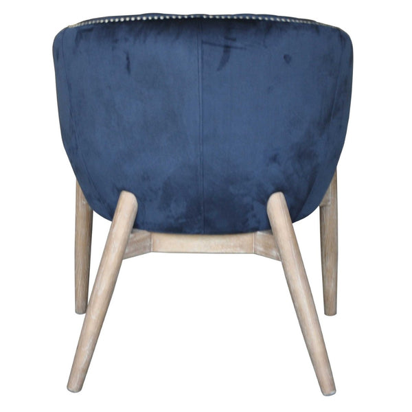 HomeRoots 28" Plush Velvet Arm Chair in Navy Blue with Silver Nailhead Trim – Elegant Accent for Any Room 576847
