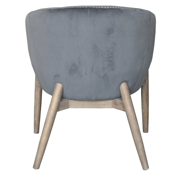 HomeRoots 28" Gray and Brown Velvet Arm Chair - Elegant Modern Accent Seat with Plush Comfort and Nailhead Trim 576848