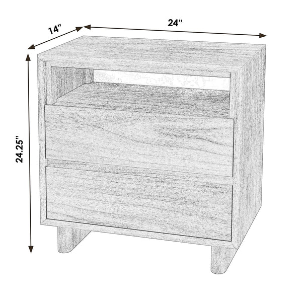 Butler Specialty Butler Halmstad 24" Wood Panel Nightstand With 2 Drawers & Open Storage - Scandinavian Elegance Brown Mdf,Mindi Solids,Mindi Veneer 5768497-butler