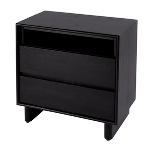 Butler Specialty Halmstad Elegant Wood Panel Nightstand With 3 Drawers For Stylish Bedroom Storage Solutions Black Mdf,Mindi Solids,Mindi Veneer 5768498-butler