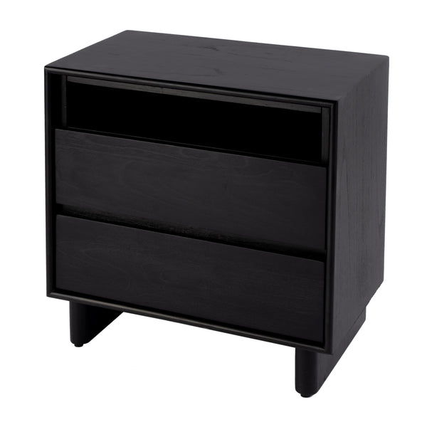 Butler Specialty Halmstad Elegant Wood Panel Nightstand With 3 Drawers For Stylish Bedroom Storage Solutions Black Mdf,Mindi Solids,Mindi Veneer 5768498-butler