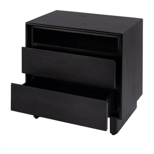 Butler Specialty Halmstad Elegant Wood Panel Nightstand With 3 Drawers For Stylish Bedroom Storage Solutions Black Mdf,Mindi Solids,Mindi Veneer 5768498-butler