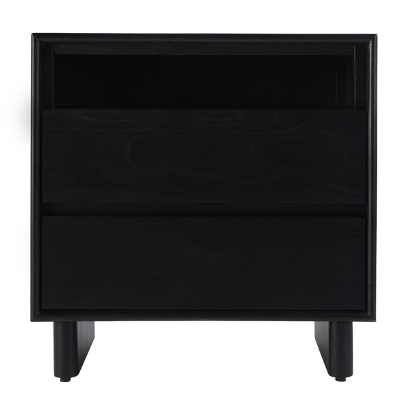 Butler Specialty Halmstad Elegant Wood Panel Nightstand With 3 Drawers For Stylish Bedroom Storage Solutions Black Mdf,Mindi Solids,Mindi Veneer 5768498-butler