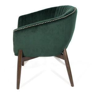 HomeRoots 28" Emerald Green Velvet Arm Chair with Channel Tufting & Nailhead Trim - Chic Accent Seating 576849
