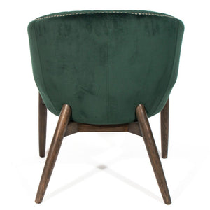HomeRoots 28" Emerald Green Velvet Arm Chair with Channel Tufting & Nailhead Trim - Chic Accent Seating 576849