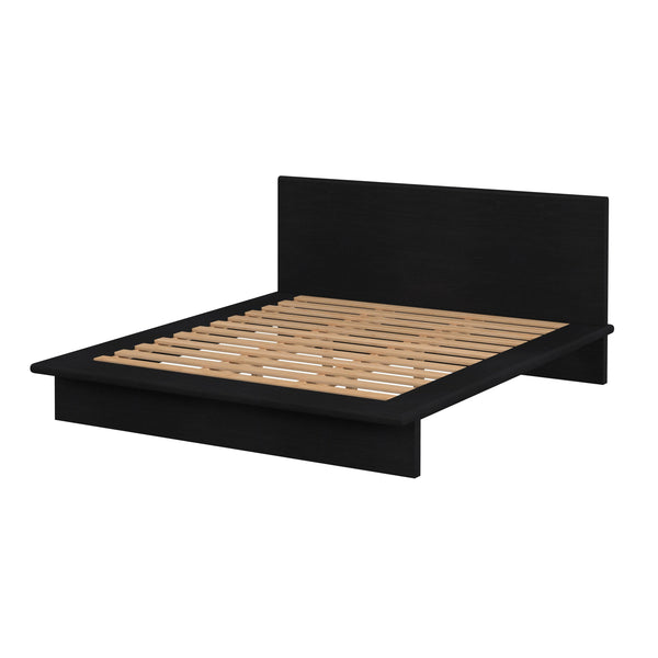 Butler Specialty Butler Halmstad King Bed – Minimalist Wood Platform Frame With Integrated Headboard In Black Finish Black Mindi Wood,Mdf,Mindi Veneer 5769498-butler