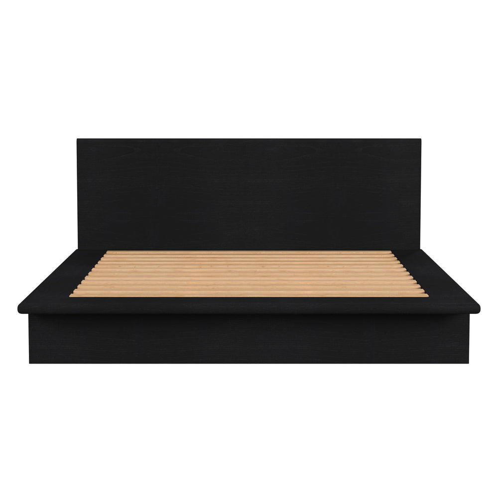 Butler Specialty Butler Halmstad King Bed – Minimalist Wood Platform Frame With Integrated Headboard In Black Finish Black Mindi Wood,Mdf,Mindi Veneer 5769498-butler