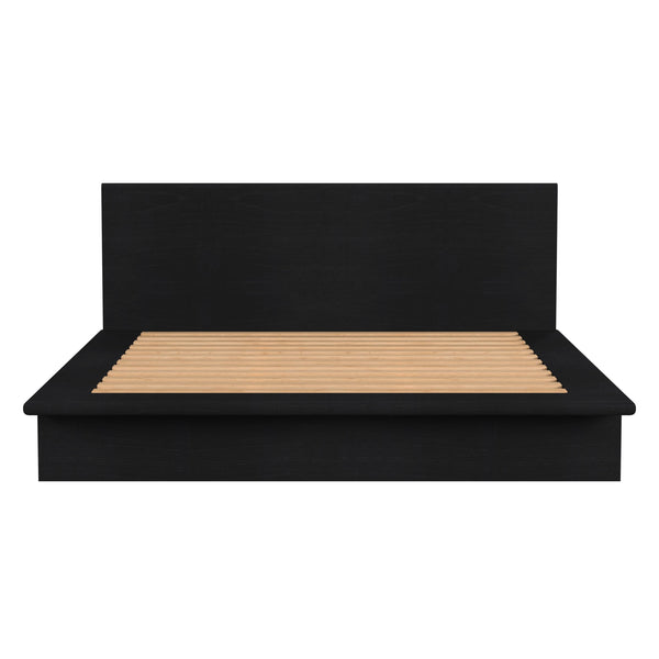 Butler Specialty Butler Halmstad King Bed – Minimalist Wood Platform Frame With Integrated Headboard In Black Finish Black Mindi Wood,Mdf,Mindi Veneer 5769498-butler