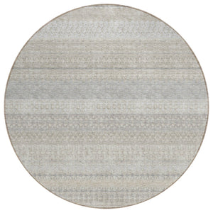 HomeRoots 8' Ivory Striped Area Rug - Washable, Durable Design for Indoor & Outdoor Spaces, Perfect for High Traffic 8' Round 576953