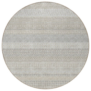 HomeRoots 8' Ivory Striped Area Rug - Washable, Durable Design for Indoor & Outdoor Spaces, Perfect for High Traffic 8' Round 576953