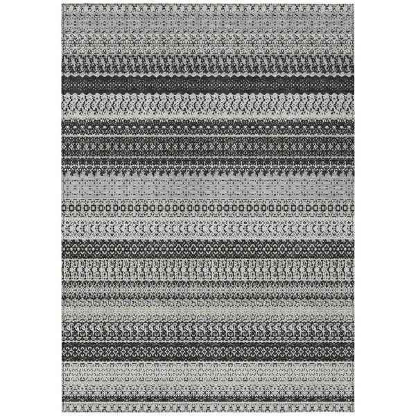 HomeRoots 9' Black Striped Indoor Outdoor Area Rug - Stylish, Washable, Durable for High-Traffic Spaces 9' X 12' 576957