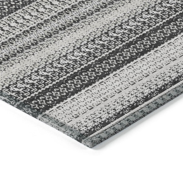 HomeRoots 9' Black Striped Indoor Outdoor Area Rug - Stylish, Washable, Durable for High-Traffic Spaces 9' X 12' 576957