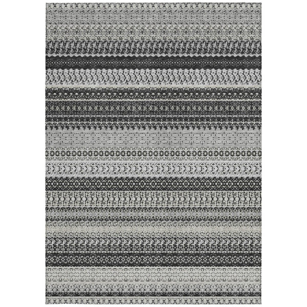 HomeRoots 9' Black Striped Indoor Outdoor Area Rug - Stylish, Washable, Durable for High-Traffic Spaces 9' X 12' 576957