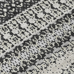 HomeRoots 9' Black Striped Indoor Outdoor Area Rug - Stylish, Washable, Durable for High-Traffic Spaces 9' X 12' 576957