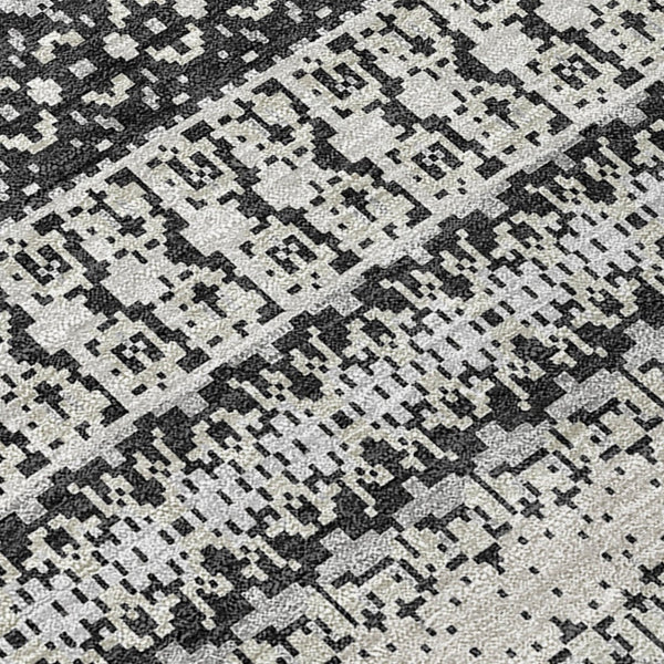 HomeRoots 9' Black Striped Indoor Outdoor Area Rug - Stylish, Washable, Durable for High-Traffic Spaces 9' X 12' 576957